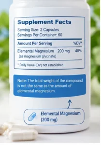 Elemental magnesium on a supplement label